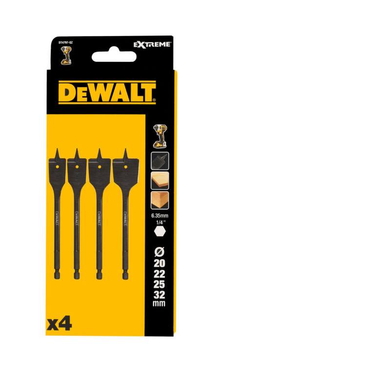 Dewalt slagset van de bladas 4szt. 20, 22, 25, 32mm hex 1 4