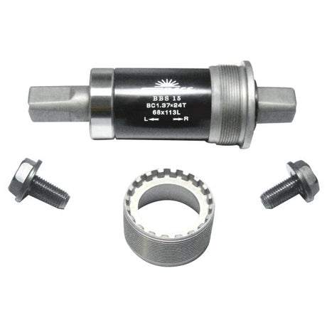 Sunrace trapas bbs15 staal 68 129 mm - zilver zwart