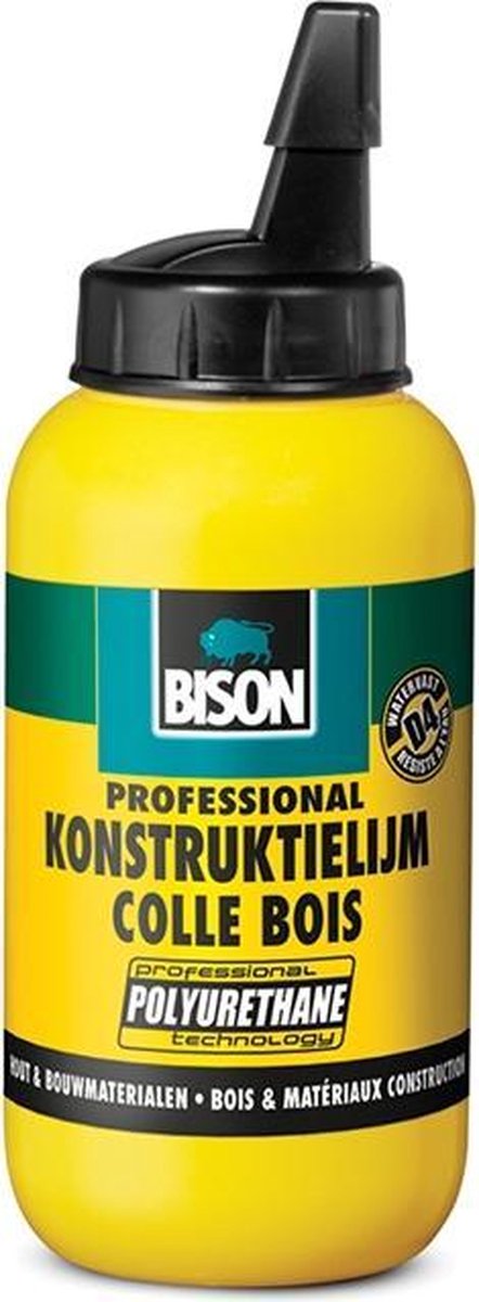 Bison Baukleber Flasche 750 g, wasserfest, Holzbaukleber, sprudelnd, überstreichbar, innen und außen, D4, stärker als Holz, wasserbeständig