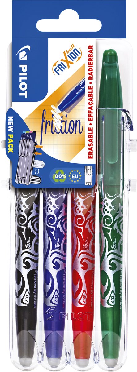 Pilot Frixion - Tintenroller-Set - Schwarz Blau Grün Rot - 4 Stück