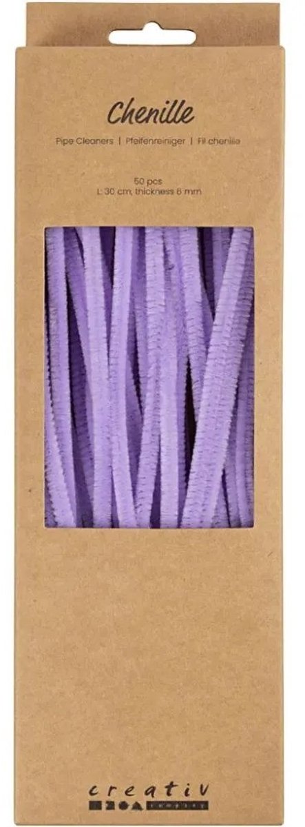 Creativ Company Chenille, L: 30 cm, Stärke 6 mm, lila, 50 Stück 1 Box