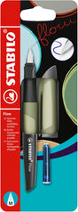 Stabilo Flow - ergonomischer Füllfederhalter - einfarbig - Khaki + 1 Tintenpatrone