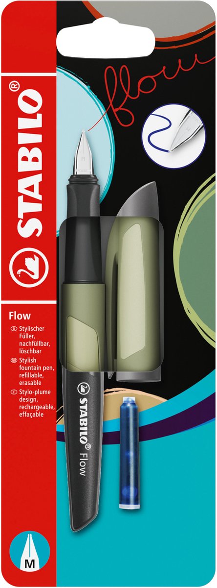 Stabilo Flow - Füllfederhalter - einfarbig - Khaki + 1 Tintenpatrone