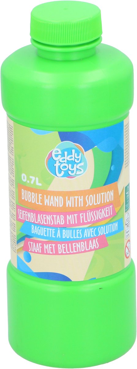 Bubblez Eddy Toys Seifenblasenbläser – 0,7 Liter – Seifenblasenbläser mit Stab – große Seifenblasenflasche zum Spielen im Freien – verschiedene Farben – 1 zufällige Farbe