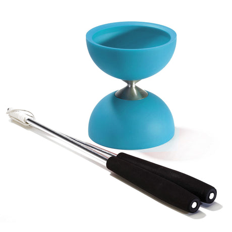 Eureka-Gummi-Diabolo mit Aluminiumstäben – hellblau
