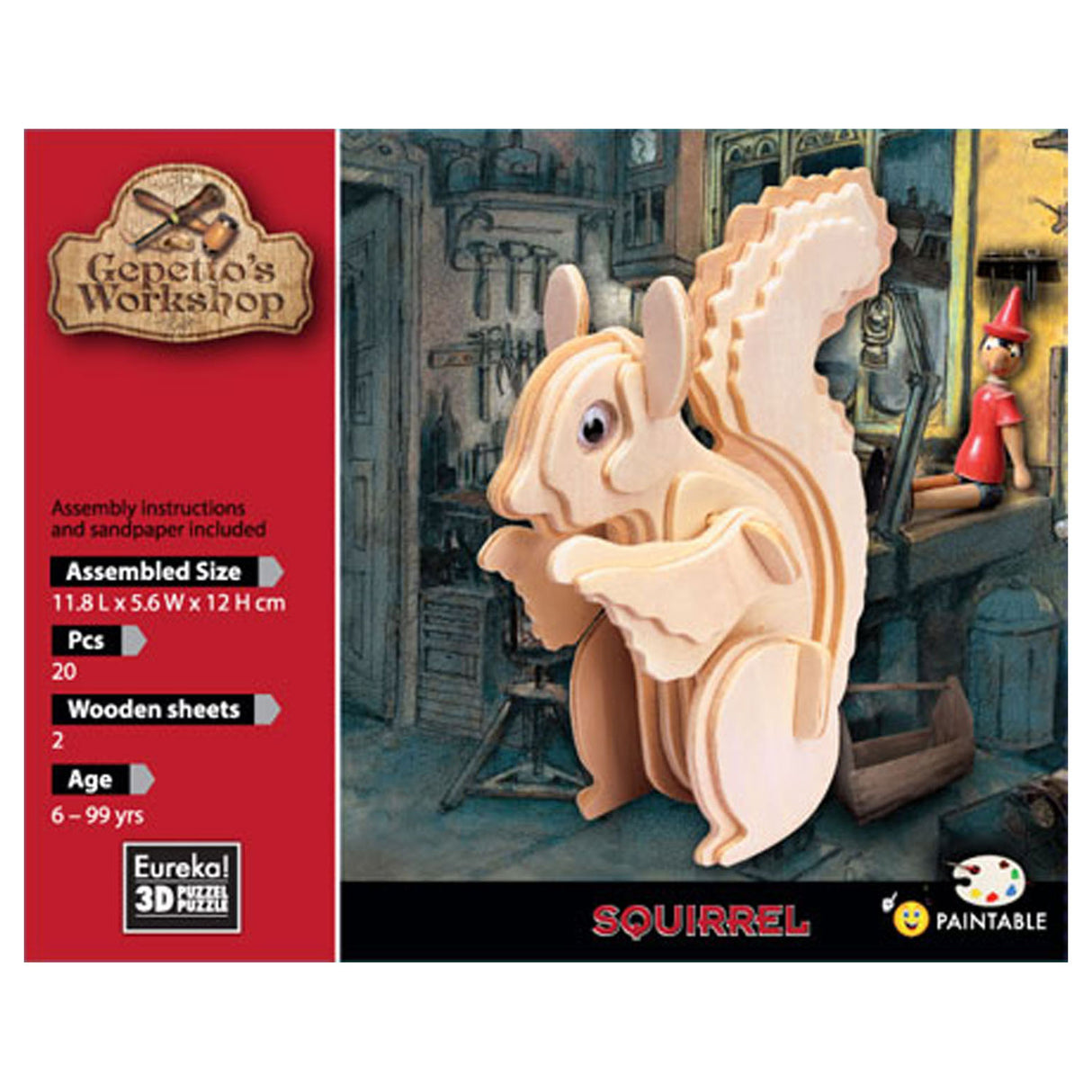Eureka Gepetto's Workshop Holzbausatz 3D – Eichhörnchen