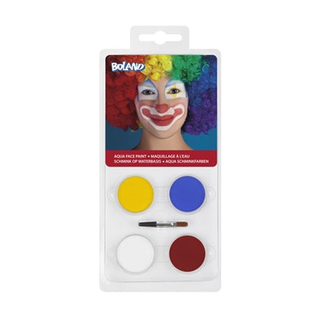 Boland Clown-Make-up-Palettenset auf Wasserbasis (4 Gläser und 1 Applikator)