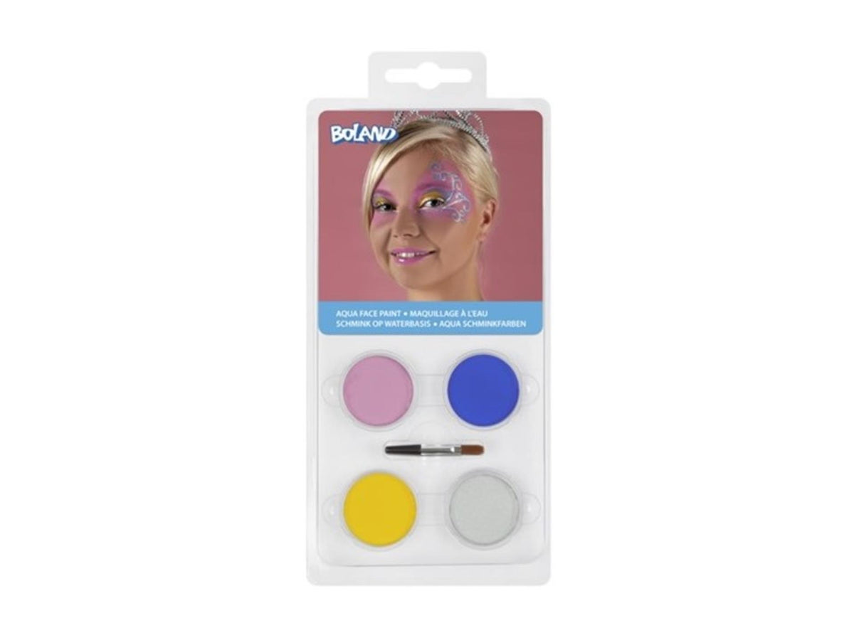 Boland Prinzessinnen-Make-up-Palettenset auf Wasserbasis (4 Gläser und 1 Applikator)