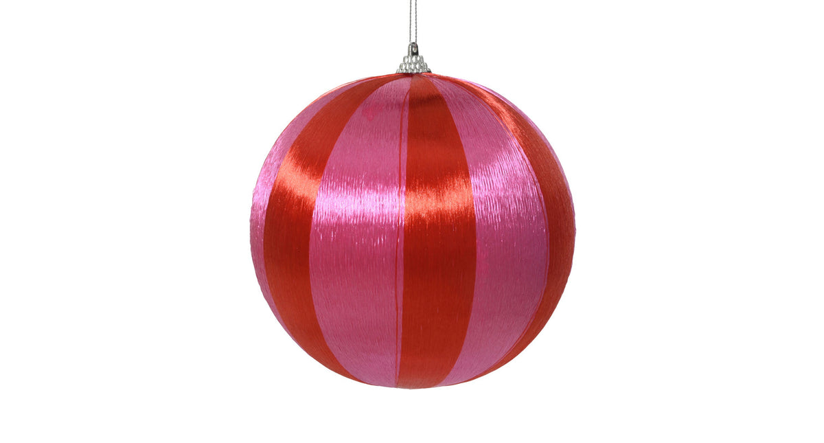 Kerstbal foam shiny thread roze kleur(en) d.8cm