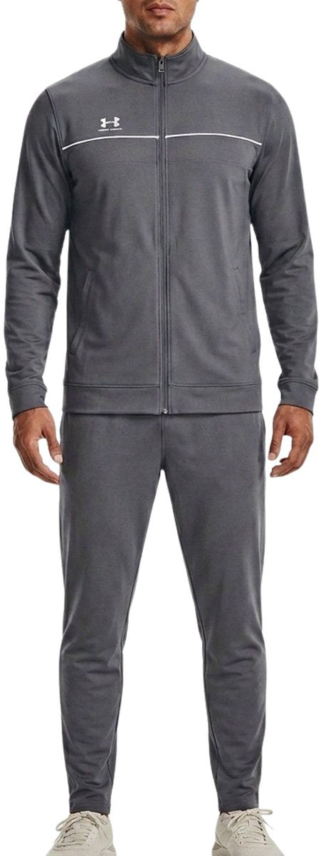 Under Armour UA M Challenger Trainingsanzug – grauer Herren-Trainingsanzug – Castlerock – Weiß