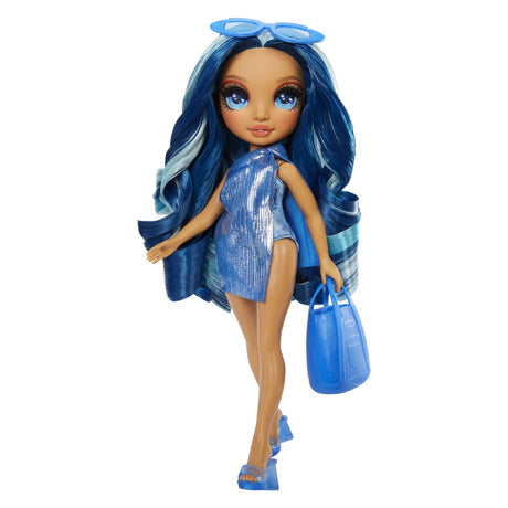 Regenbogenfarbene Modepuppe im Schwimmstil – 28 cm – Skyler (blau)