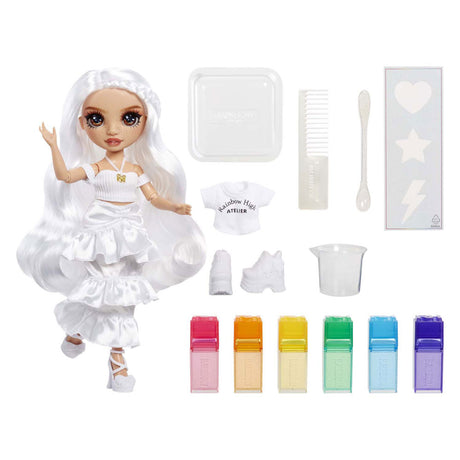 Regenbogenhohes Aquarell schafft Modepuppe – braune Augen