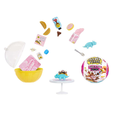 Miniverse macht es zu Mini-Lebensmitteln: Dinner-Serie 4 – Bastelset – Miniaturen herstellen – Snacks und Getränke – inklusive Tisch