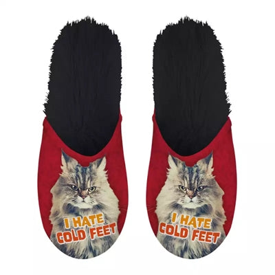 Slipper Ich hasse kalte Füße rot schwarz