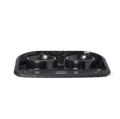 Savic Butler Futternapf und Trinknapf mit Plateau-Marmor in Schwarzgold