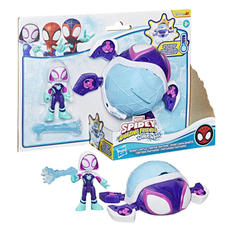 Spidey und seine tollen Freunde bestaunen die Wasserspielzeuge „Spidey und H-A-F Water-Webs Ghost Turtle“.