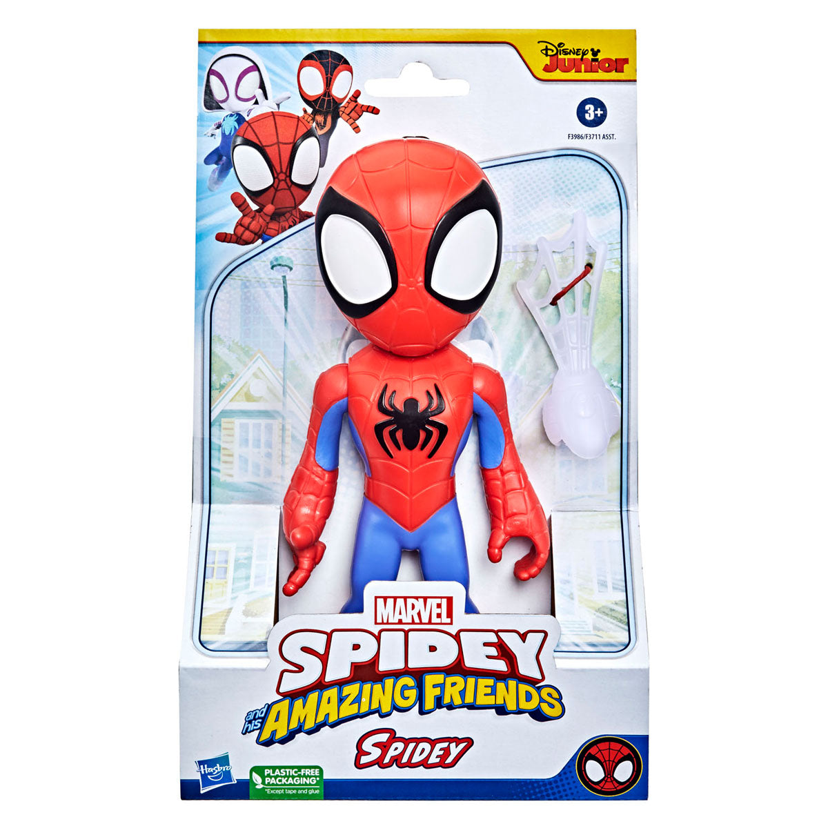 Spidey und seine tollen Freunde staunen über die übergroße Spidey-Spielfigur