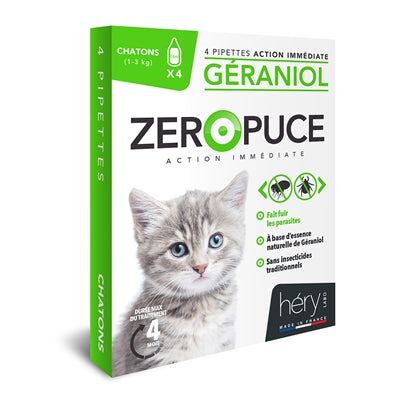Hery Zeropuce Flohtropfen, Geraniol für Kätzchen, ohne Chemikalien