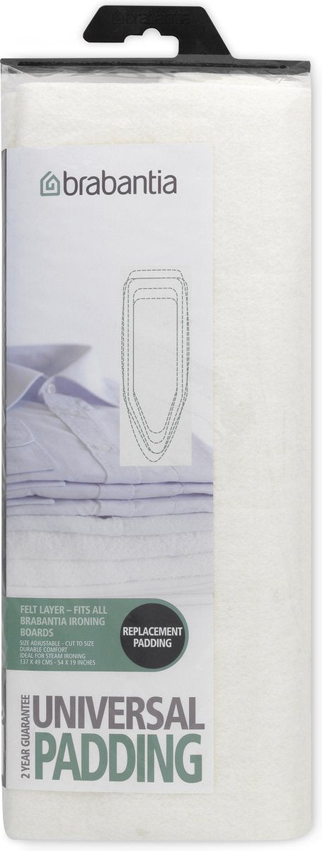 Brabantia Bügelbrettunterlage – Universal – Filz – 135 x 49 cm – Weiß