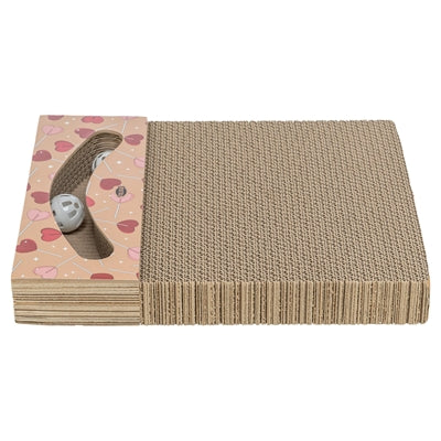 Trixie Kratzbrett Herzen mit Kugeln rechteckig aus Pappe apricot