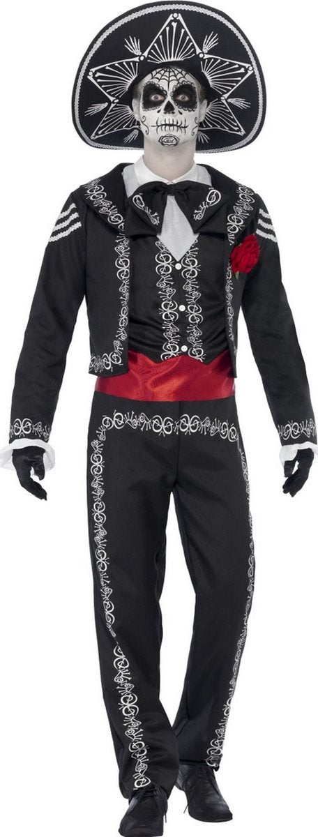 Vegaoo mexicaanse skelet kostuum voor heren halloween - verkleedkleding - medium