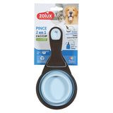 Zolux voerschep 2 in 1 schep afsluitklem silicone blauw