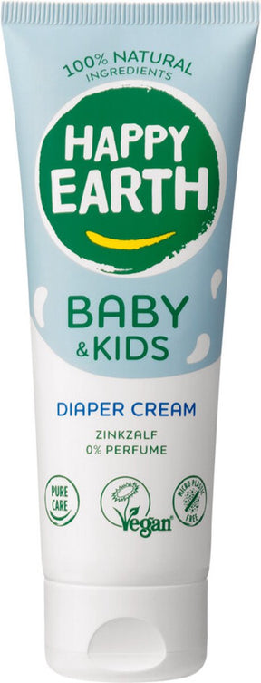 Happy earth zink billencrème - baby kids - 100% natuurlijk - parfumvrij - met zinkoxide - geschikt vanaf de geboorte - 75 ml