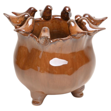 Mansion atmosphere pot fedde keramiek bruin 18,8x17,8x16cm