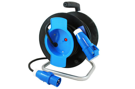 Kabeltrommel mit 25 Meter Neoprenkabel 3x 1,5mm² - CEE-Stecker und CEE-Buchse