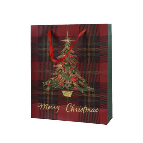 Decoris Geschenktüte Weihnachtsbaum rot 8x18x24cm