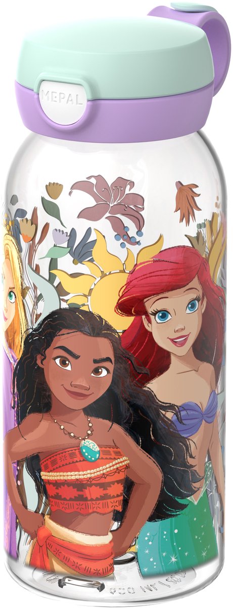 Mepal drinkfles met flipdop campus - 600 ml - waterfles kinderen - lekdicht - hygiënische deksel - princess power
