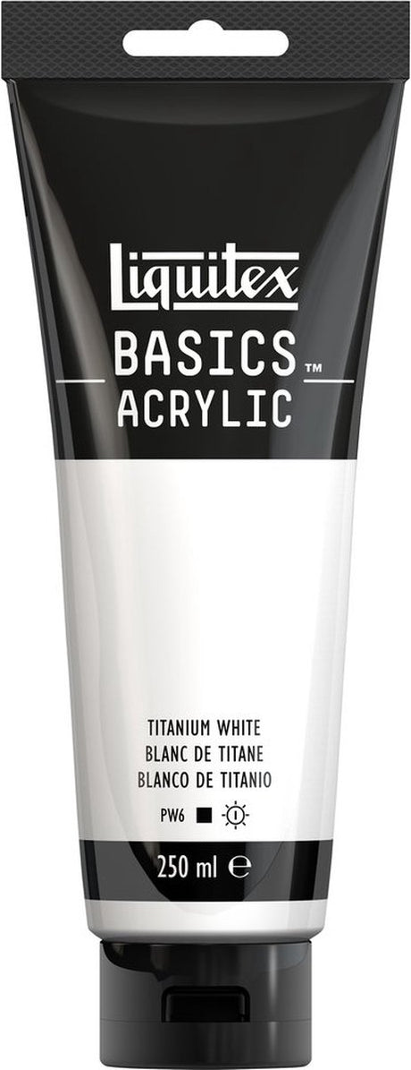 Liquitex 88700229 Basics Acrylfarbe Titanweiß – 250 ml | Künstler-Acrylfarbe | mittlere Viskosität | lichtechte Farbe zum Bemalen von Leinwand