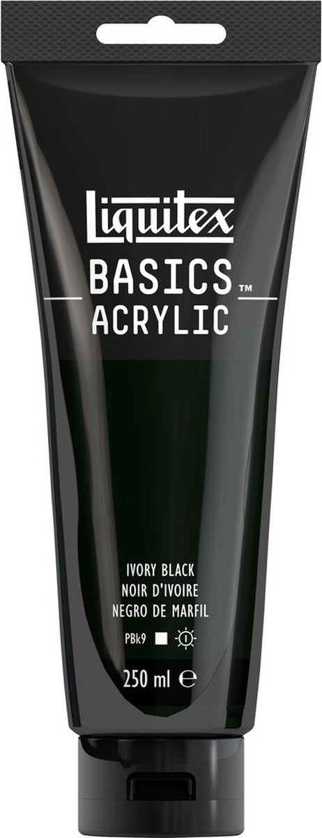 Liquitex 88700221 basics acrylverf ivory black – 250 ml | kunstenaars acrylverf | middelmatige viscositeit | lichtechte kleur voor schilderen canvas