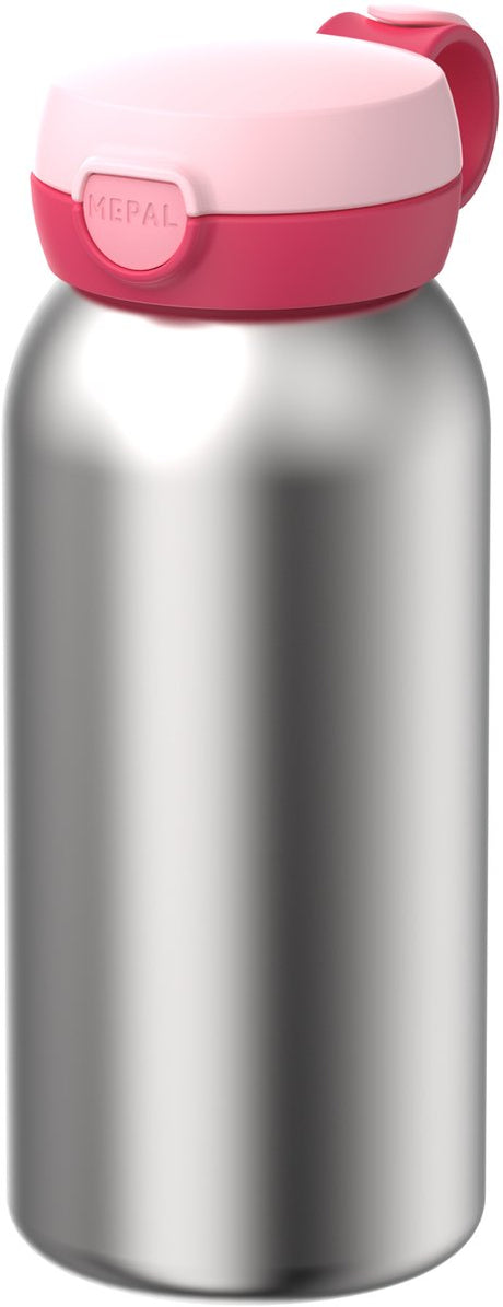 Mepal rvs drinkfles met flipdop campus - 600 ml - waterfles rvs - lekdicht - hygiënische deksel - cool pink