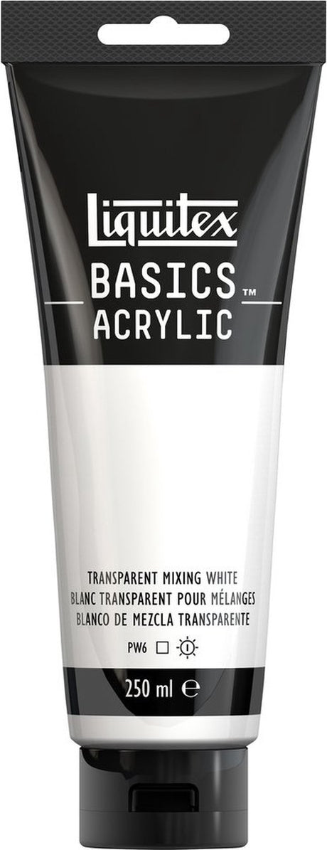 Liquitex 88700243 Basics Acrylfarbe transparent mischend weiß – 250 ml | Künstler-Acrylfarbe | mittlere Viskosität | zum Farbmischen von Glasuren