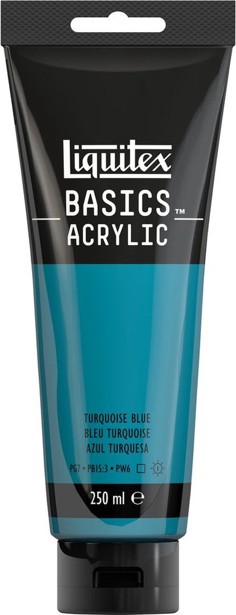 Liquitex 88700245 Basics Acrylfarbe Türkisblau – 250 ml | Künstler-Acrylfarbe | mittlere Viskosität | frischer Blauton zum Bemalen von Leinwand