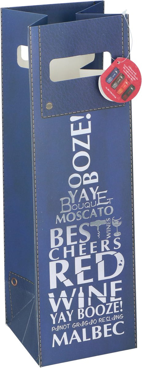 Markenlos Sans Marque No Brand Geschenktüte Flasche 4as – Weintasche für Weinflasche – Geschenkverpackung aus Papier mit stabilen Bändern – als Geschenkverpackung geeignet – 12,5 x 12,5 x 40 cm – Rot, Braun und Dunkelblau