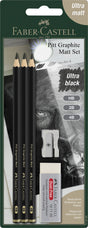 Faber-Castell Graphitstifte-Set – Pitt Matt – Set mit 3 Bleistiften HB-2B-4B mit Zubehör – FC-115296