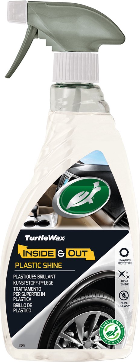 Turtle Wax Inside Out Kunststoffglanz – für alle Kunststoffe im Innen- und Außenbereich – reinigt, glänzt und schützt – verhindert Ausbleichen und Rissbildung – schnell trocknende Formel – 500 ml