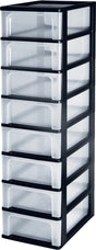 Iris Organizer-Kommode Schubladensystem A4 - 8 x 7l - schwarz transparent
