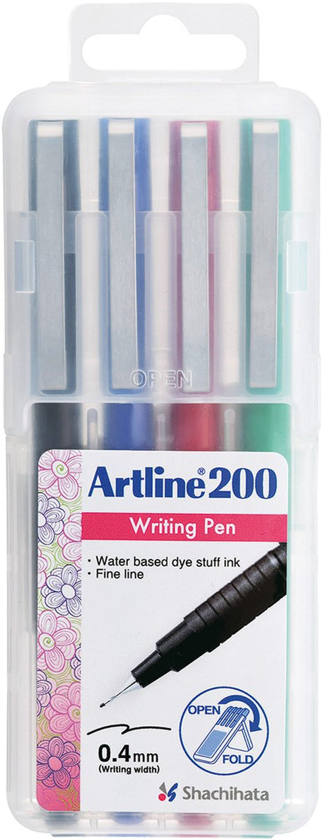 Artline 200 Marker – 1 x Set mit 4 Finelinern – 0,4 mm Strichstärke – verschiedene Farben