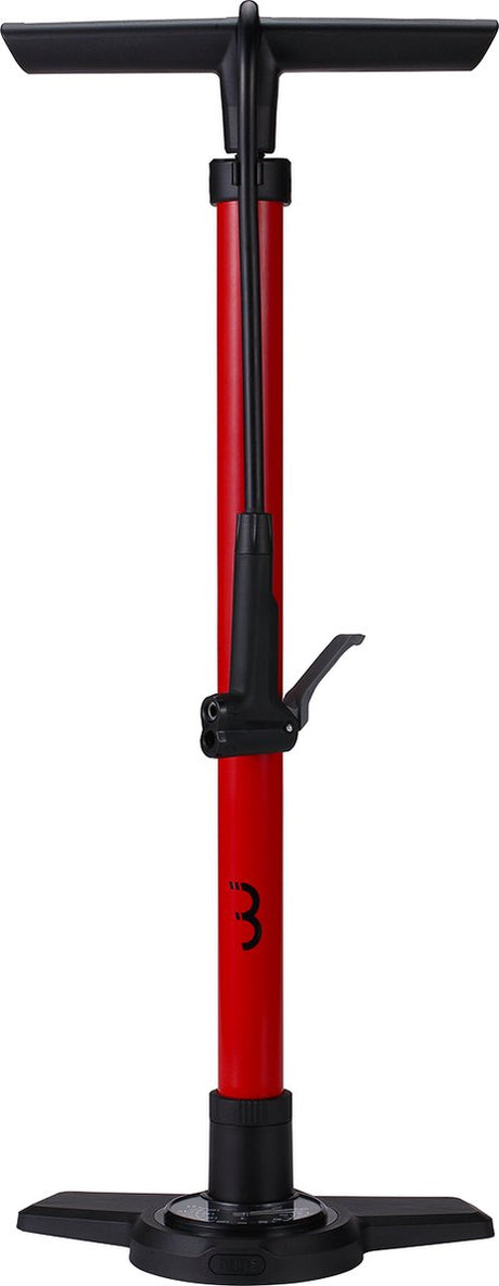 Bbb Cycling Airboost 2.0 Fahrradpumpe mit Manometer – 11 bar 160 psi – Ventile: Dunlop, Presta Schräder – Hochdruck-Standpumpe Rennrad und MTB – Rot – bfp-28