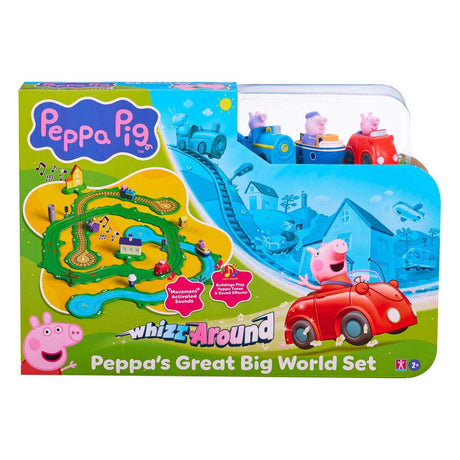 Gear2play Peppa Pig Whiz Around – Peppas großes Spielset in der weiten Welt – modulare Strecke zum Herumflitzen von Fahrzeugen – interaktiv mit Musik und Sound