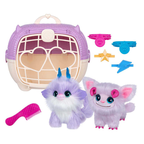 Moose Toys Scruff A Luvs – Zwillings-Fantasie-Kuscheltiere im Tragekorb – 2 magische, geheimnisvolle Plüsch-Kuscheltiere