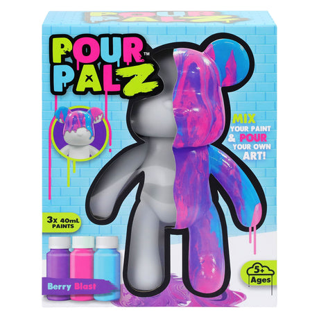 Gear2play pour palz großer Farbbär „Berry Blast“ – Gießfarben-Set (lila, rosa, blau)
