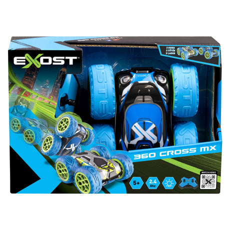 Exost rc 360 cross mx bestuurbare stuntauto blauw groen - 12 km u