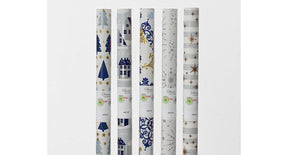Rol inpakpapier papier 5 assortie blauw wit 200x70cm
