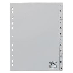 Numerische Tabs langlebig 6512 12 Tabs 11 Löcher grau