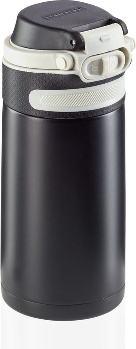 Leifheit Thermos-Flip-Becher - 350 ml - Edelstahl - Schwarz