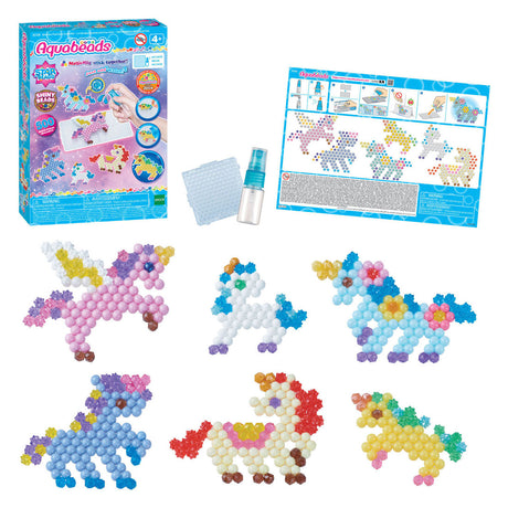 Aquabeads Einhorn-Freunde-Bastelset – komplettes Set mit 500 Perlen in 27 Farben